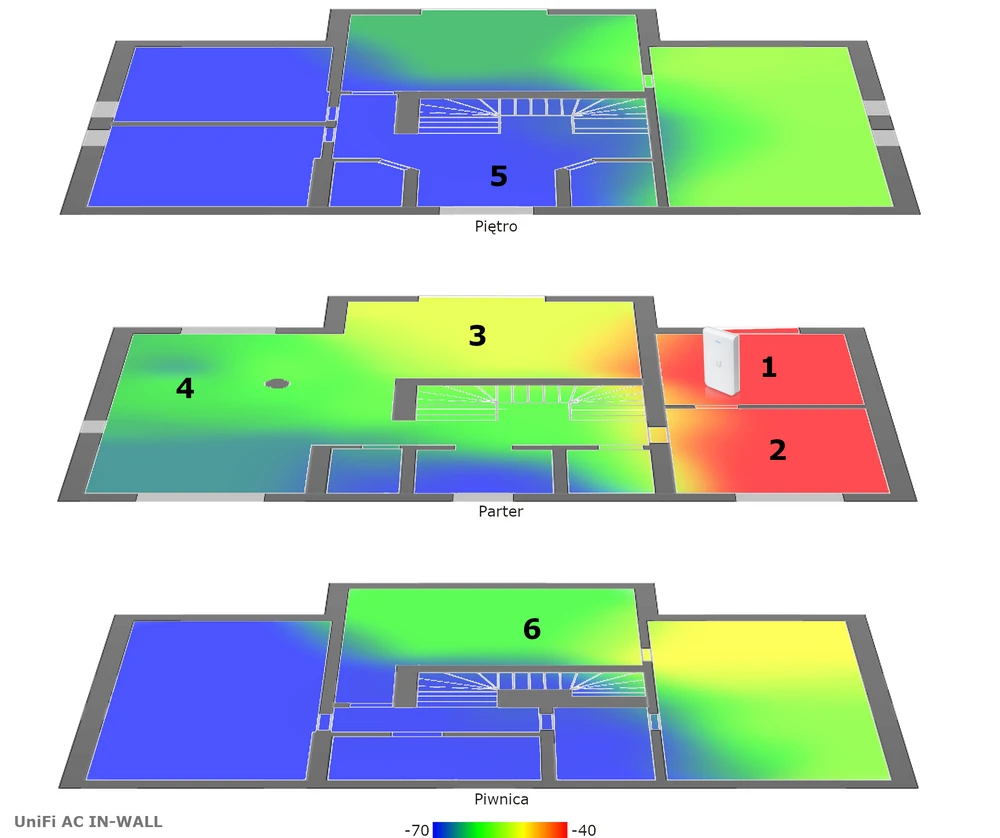 mapa de sinais UniFi AP AC In-Wall